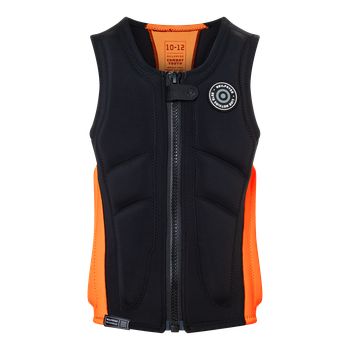 NeilPryde Combat Youth Foil Impact FZ 2026 gyermek ütésvédő mellény fekete-narancs színben, elülső cipzáras kialakítással