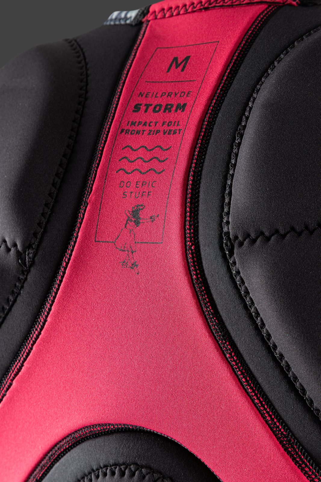 NeilPryde Storm Foil Impact FZ 2026 front zip védőmellény belső részletgazdag textúrája