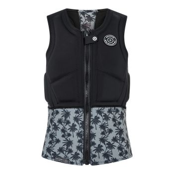 NeilPryde Storm Impact HS FZ 2026 elöl cipzáros fekete és pálmamintás védőmellény vízi sportokhoz