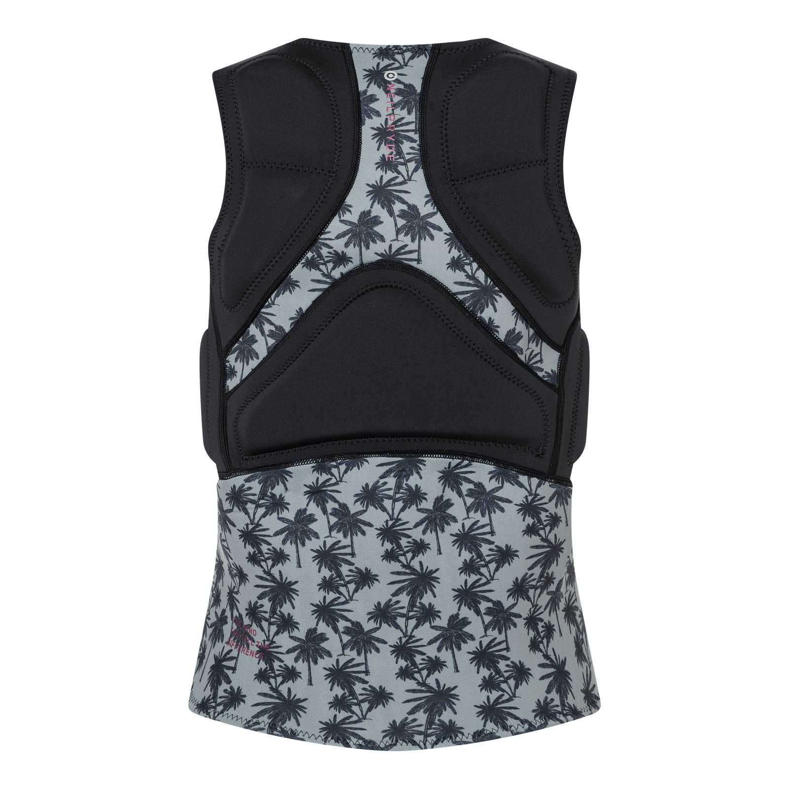 Storm Impact HS FZ 2026 férfi kite mellény hátulról, pálmafás mintázattal és védőpanelekkel