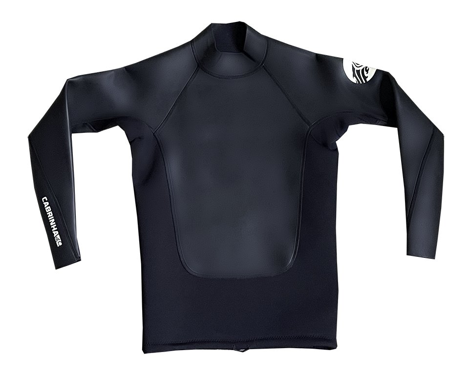 Cabrinha Neo Top 2025 hosszú ujjú neoprén felső fekete színben, cipzár nélküli kivitelben