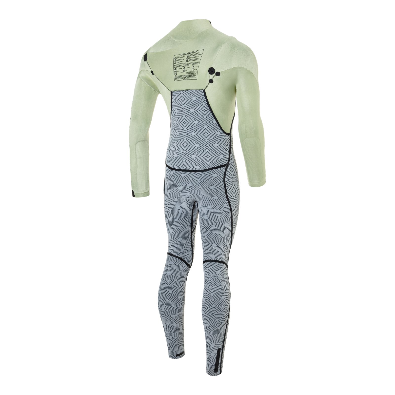 Mission Eco 5/4 FS GBS FZ 2026 technikai neopren ruha hátulról, mintás Terraprene anyaghasználattal