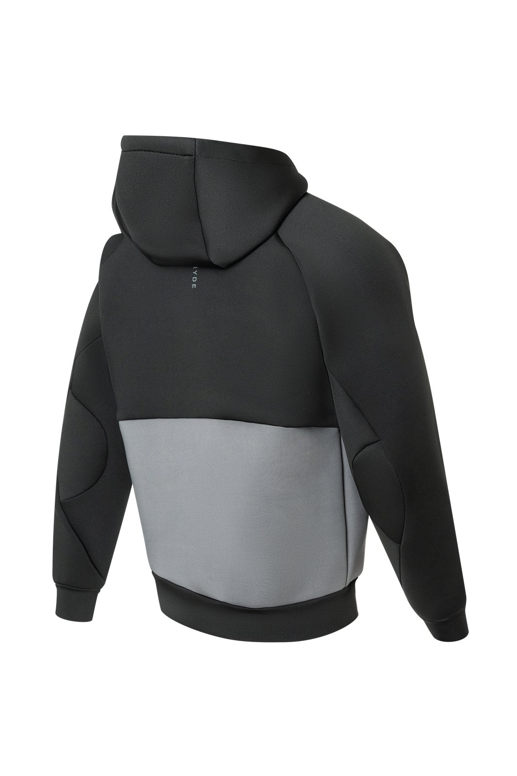 Fekete-szürke Neo Hoodie 2026 neoprén kapucnis felső hátsó nézete vízi sportokhoz