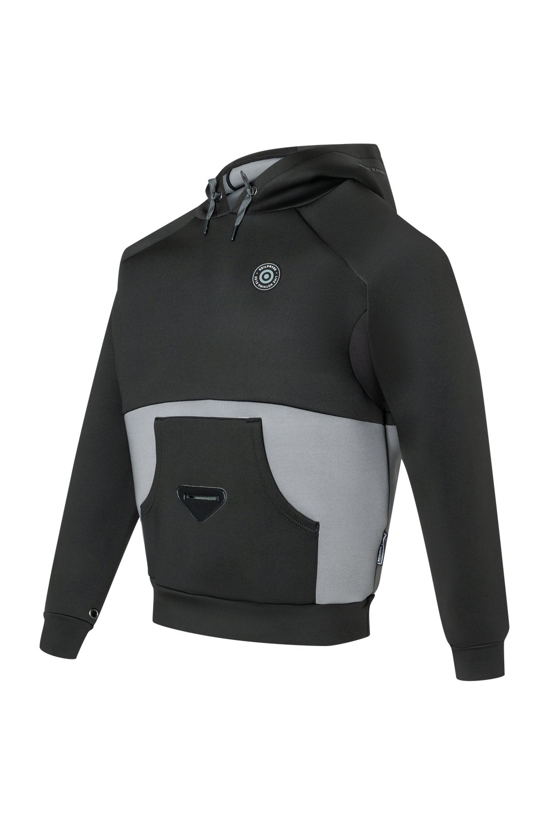 Fekete-szürke Neo Hoodie 2026 neoprén kapucnis felső vízi sportokhoz, elülső kenguru zsebbel