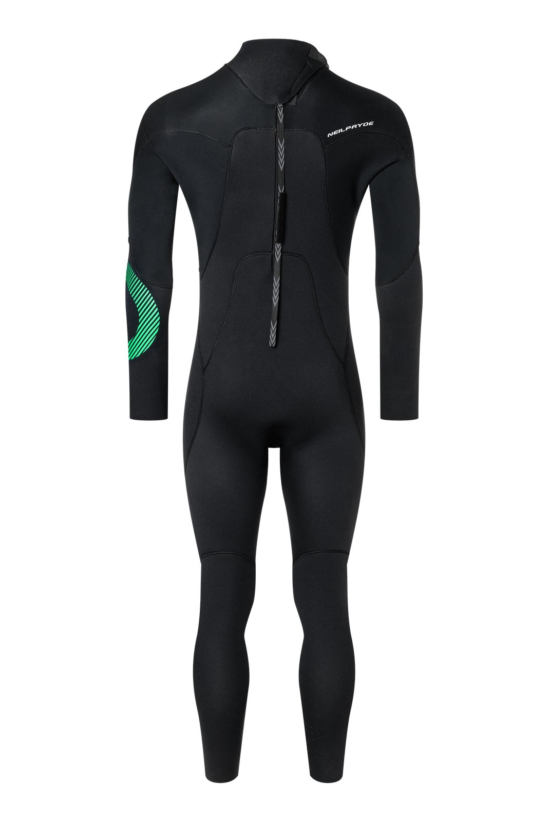 NeilPryde Rental 5/4/3 mm-es, hátul cipzáras neoprén ruha 2026-os modell, fekete hátsónézet