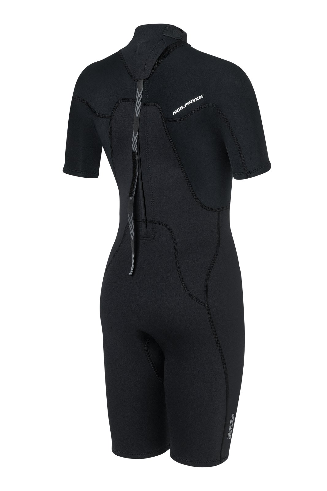 Fekete NeilPryde Rental Shorty 2/2 FL BZ 2026 rövid szárú neoprén ruha hátulról