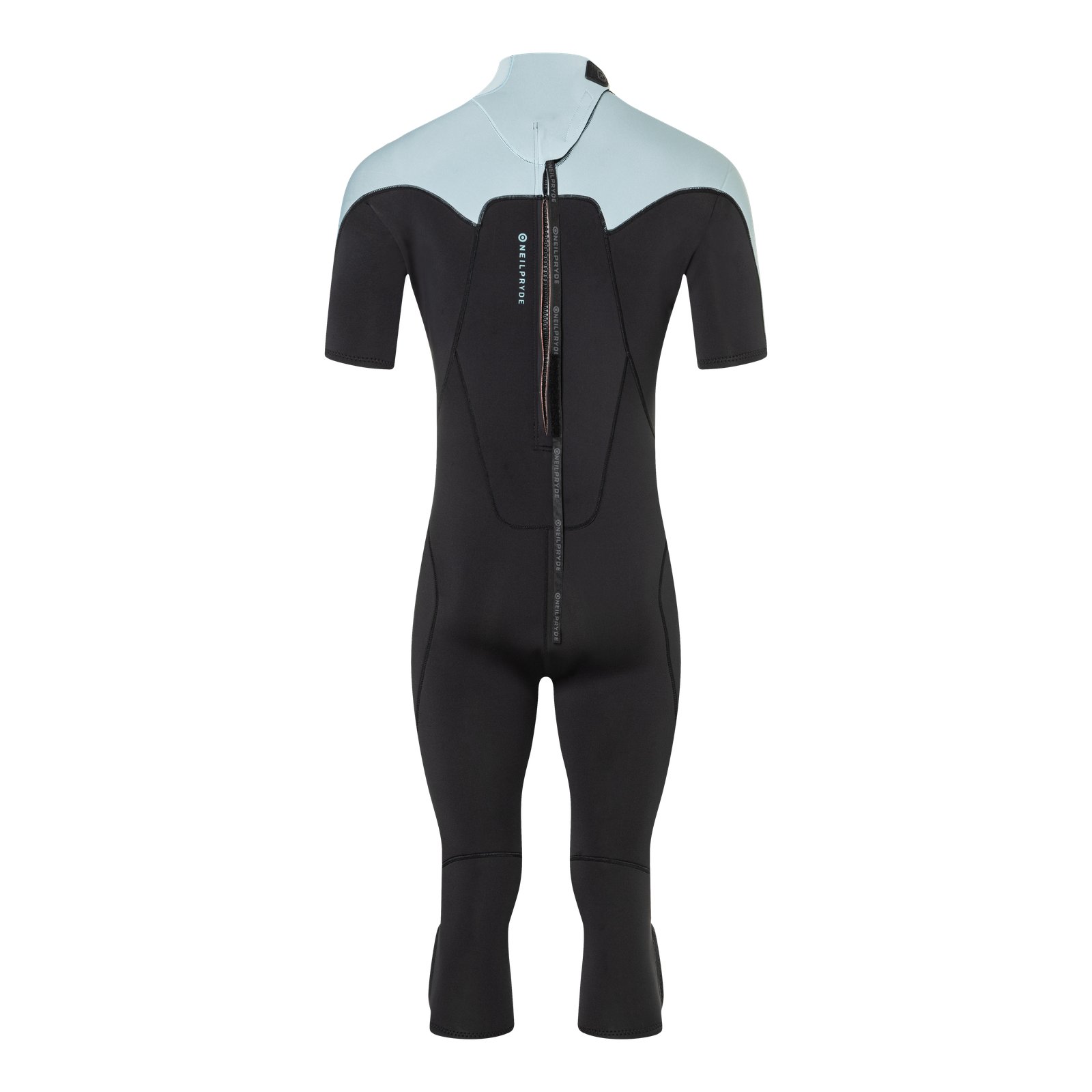 NeilPryde Rise 3/2 Overknee rövid ujjú neoprén ruha hátul cipzáras kialakítással, fekete és világoskék színben