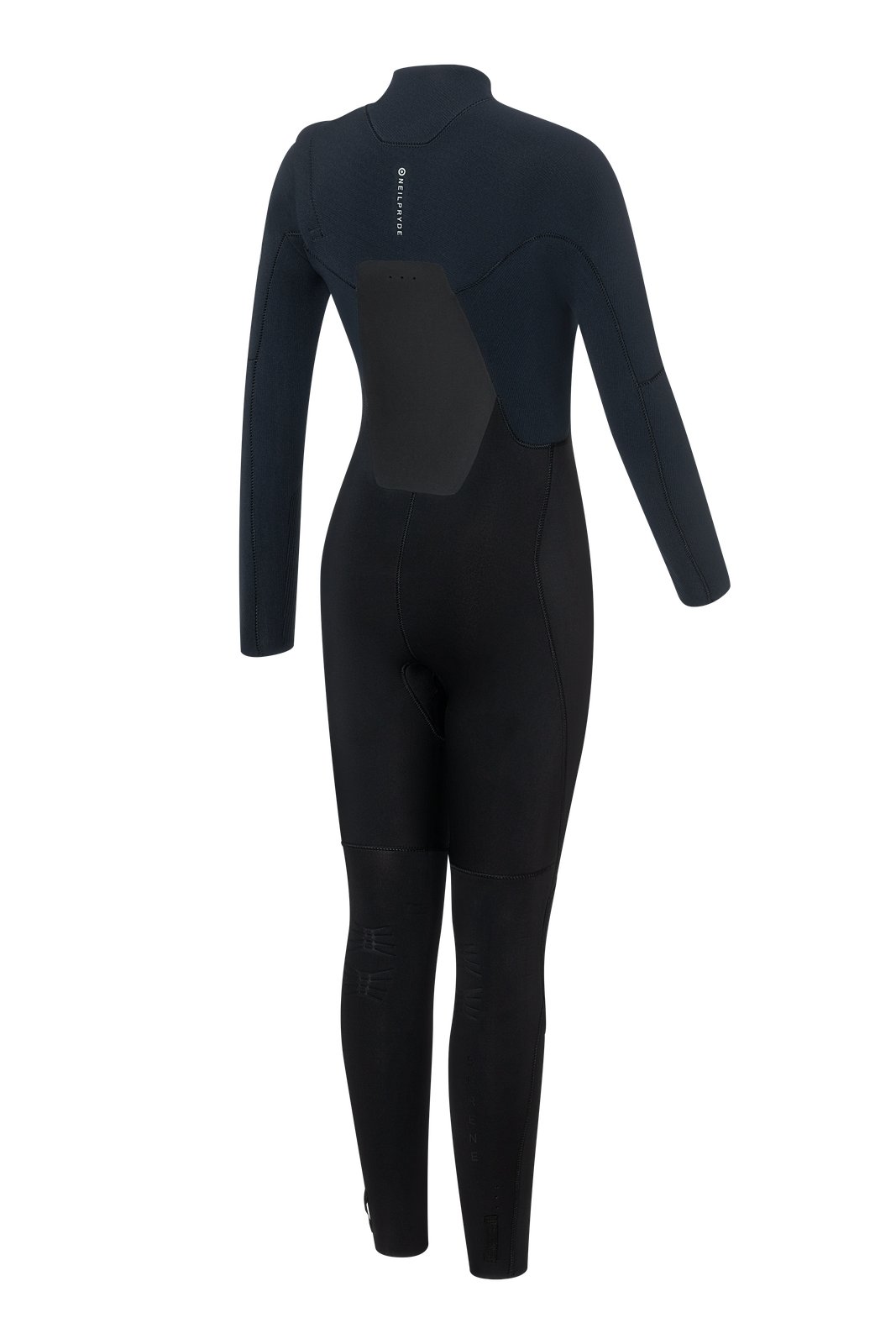 NeilPryde Serene 4/3 mm-es női szörfruha hátulnézetből, GBS varrásokkal és rugalmas neoprene anyaggal az átmeneti szezonra