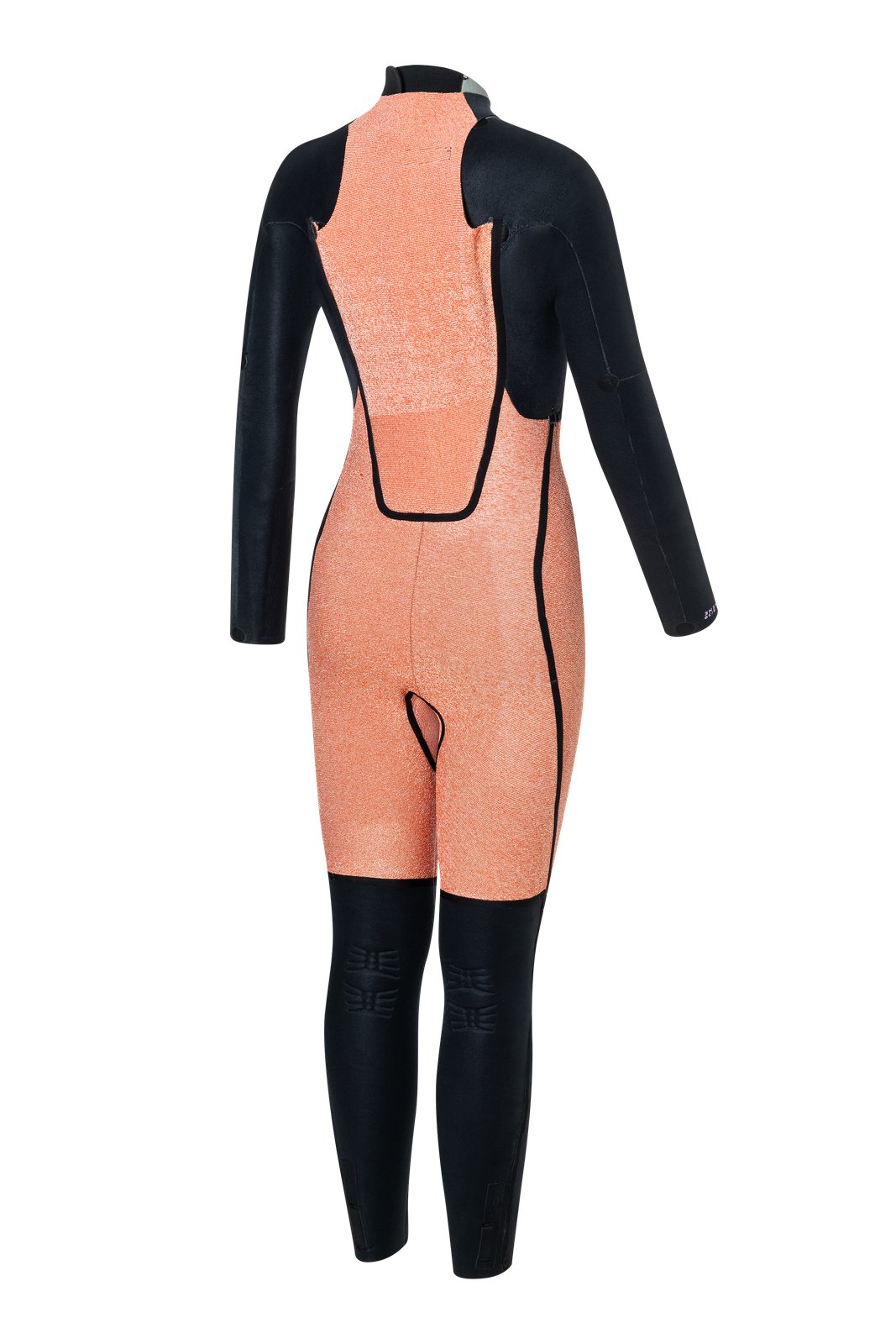 Serene 5/4 GBS női neoprén ruha hátulról, narancssárga és fekete színben
