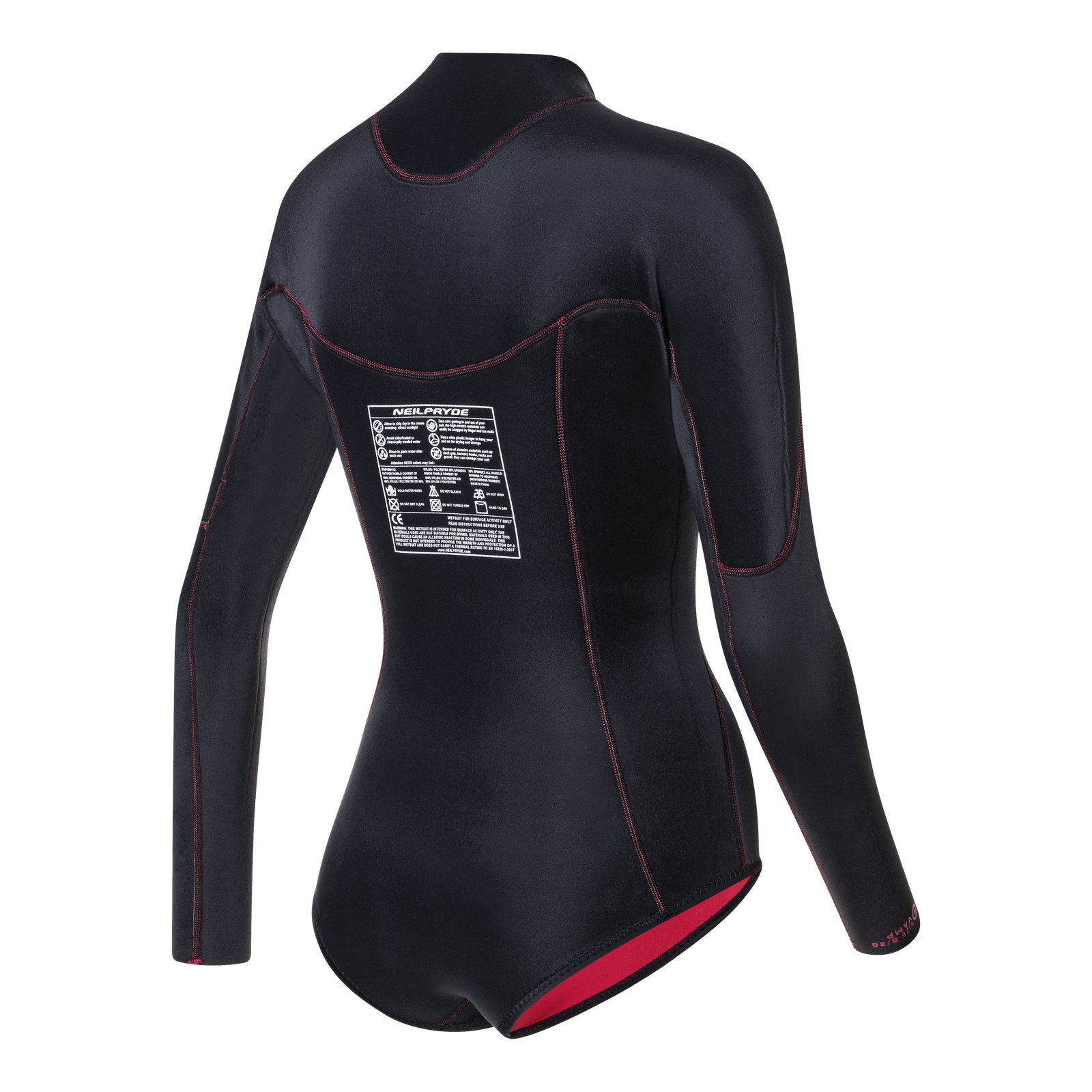 NeilPryde Vamp 2/2 Bikini Cut hosszú ujjú női neoprén ruha hátulnézetből, Yamamoto #39 neoprén alapanyaggal