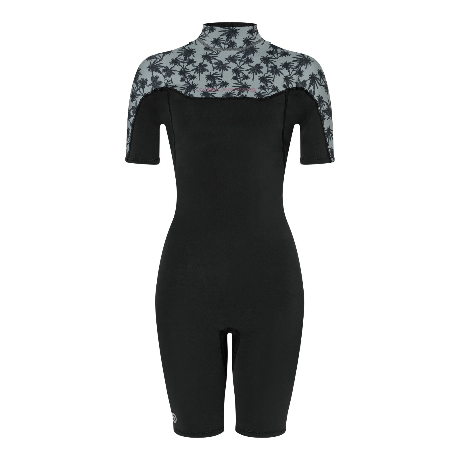 Vamp 2/2 rövid ujjú és rövid szárú női neoprén ruha pálmafás mintás résszel, nyári vízisportokhoz