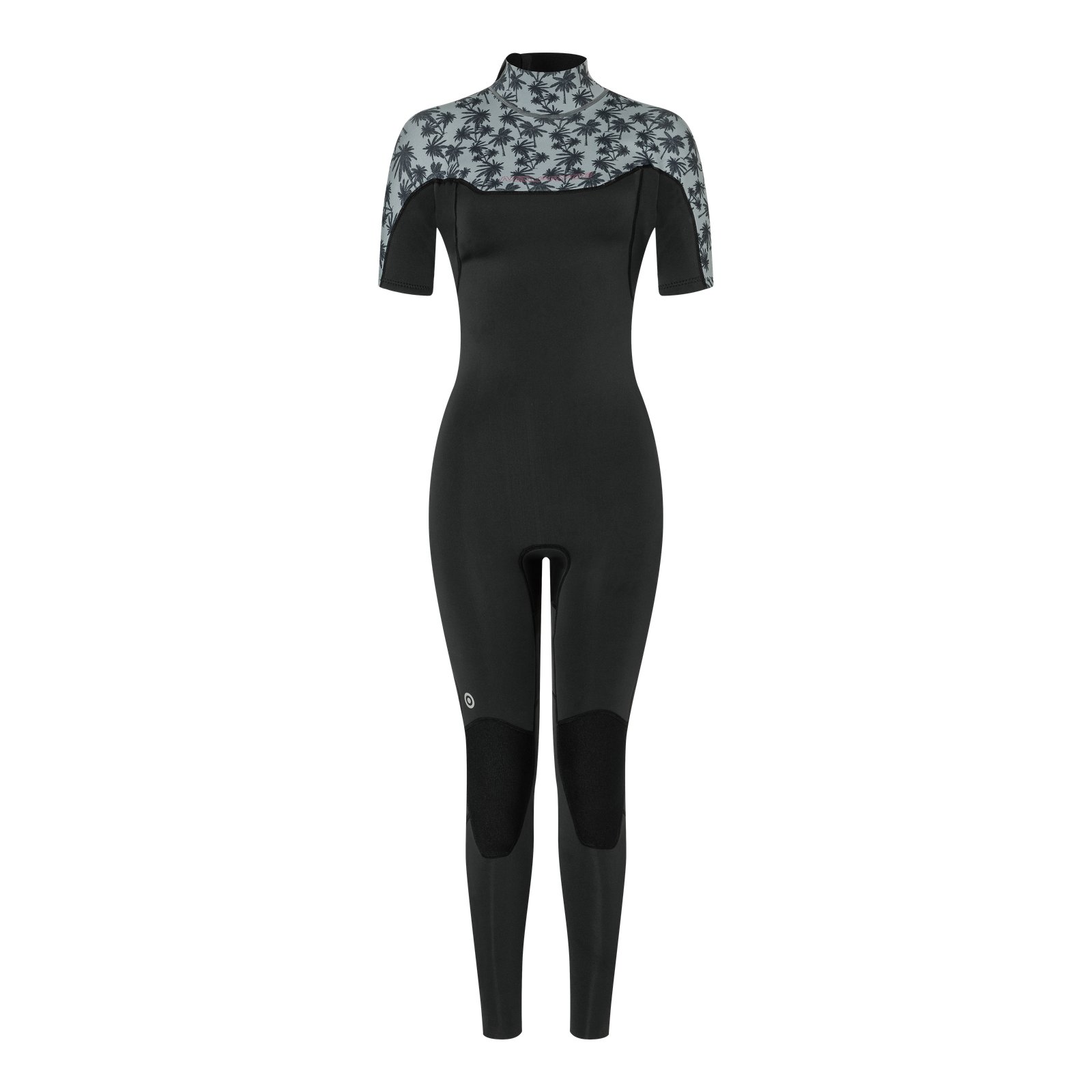 Vamp 3/2 rövid ujjú női neoprén ruha hátul cipzáras kivitelben, trópusi mintás felsőrésszel és megerősített térdvédővel