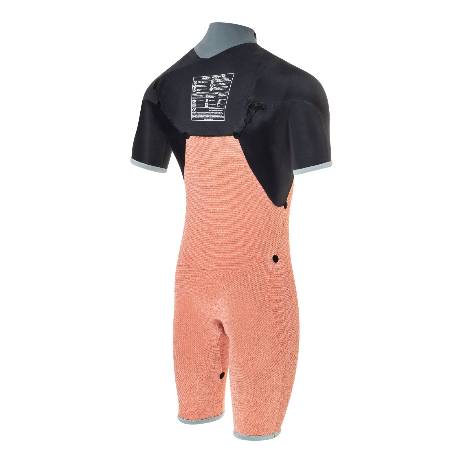 NeilPryde Wizard 2/2 mm rövid ujjú és rövid szárú neoprén ruha elöl zipzáras kialakítással, hátulnézet
