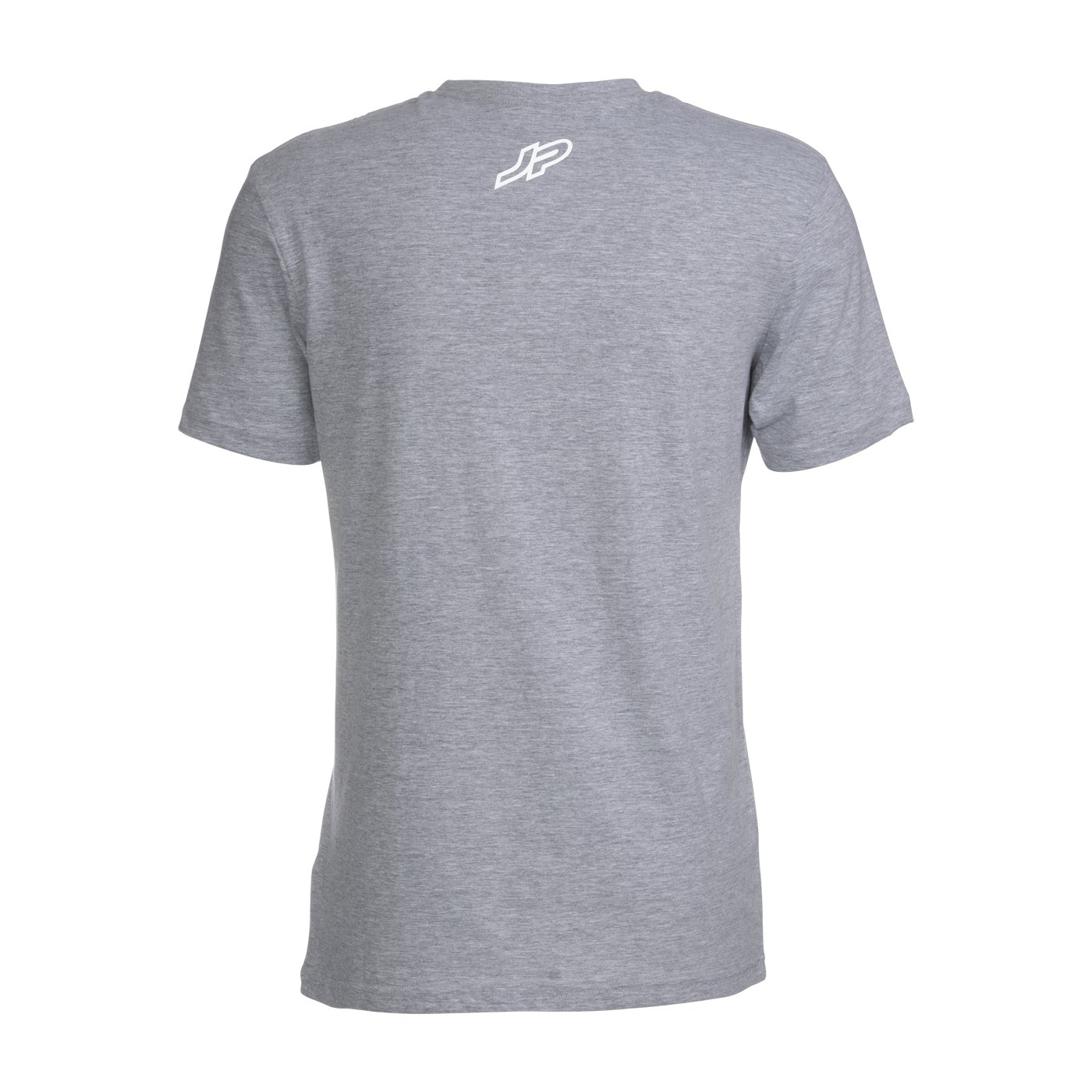 szürke színű JP férfi póló 2026-os modell, hátulján fehér JP logóval