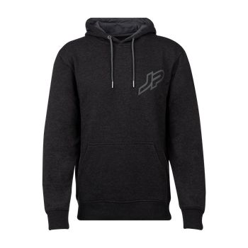 Sötétszürke, mellkasán JP logóval ellátott kapucnis pulóver 2026-os kollekció