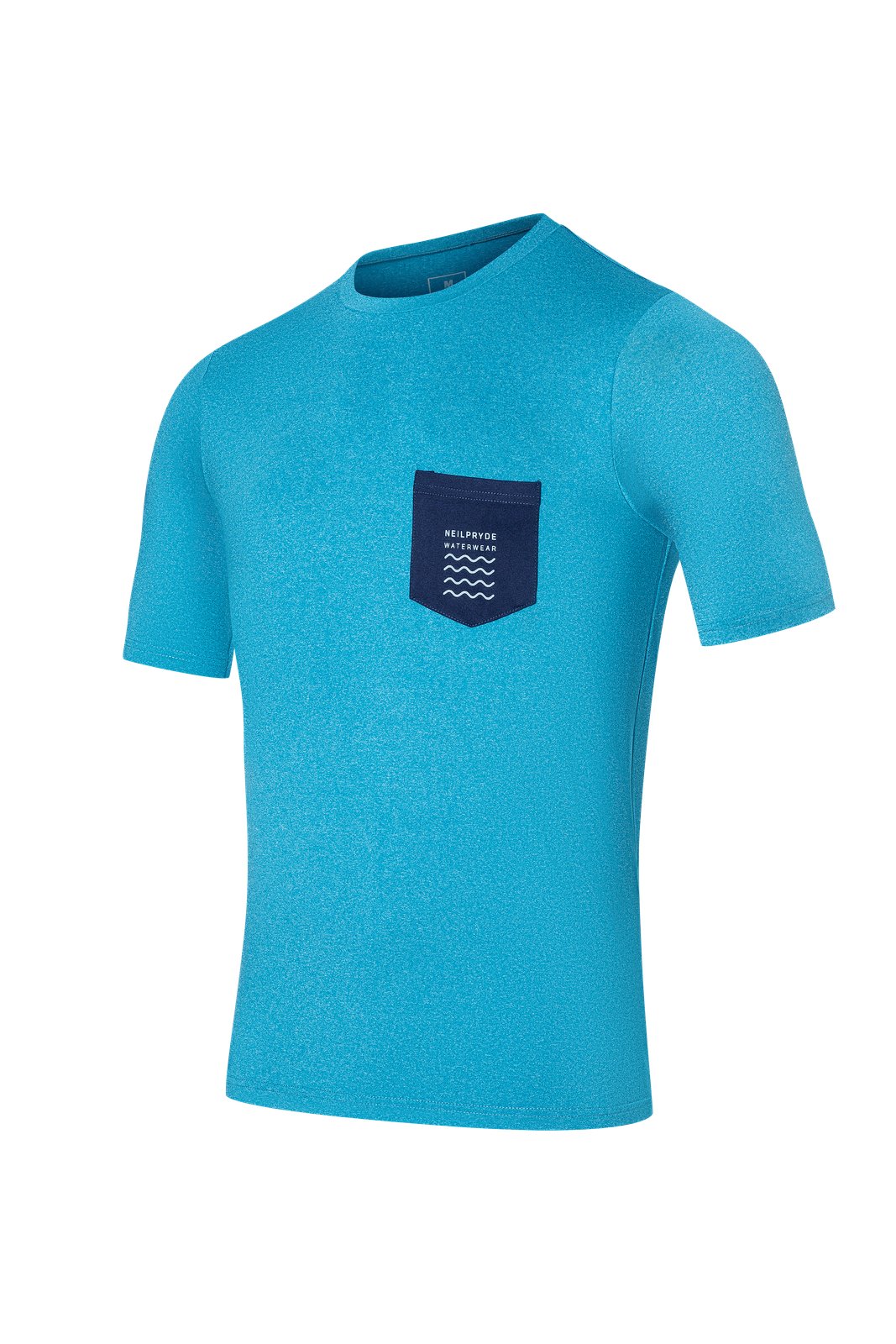 NeilPryde Nano Tee S/S 2026 Aqua silk technikai póló rövid ujjú kialakítással, SPF 50 napvédelemmel és mellzsebbel