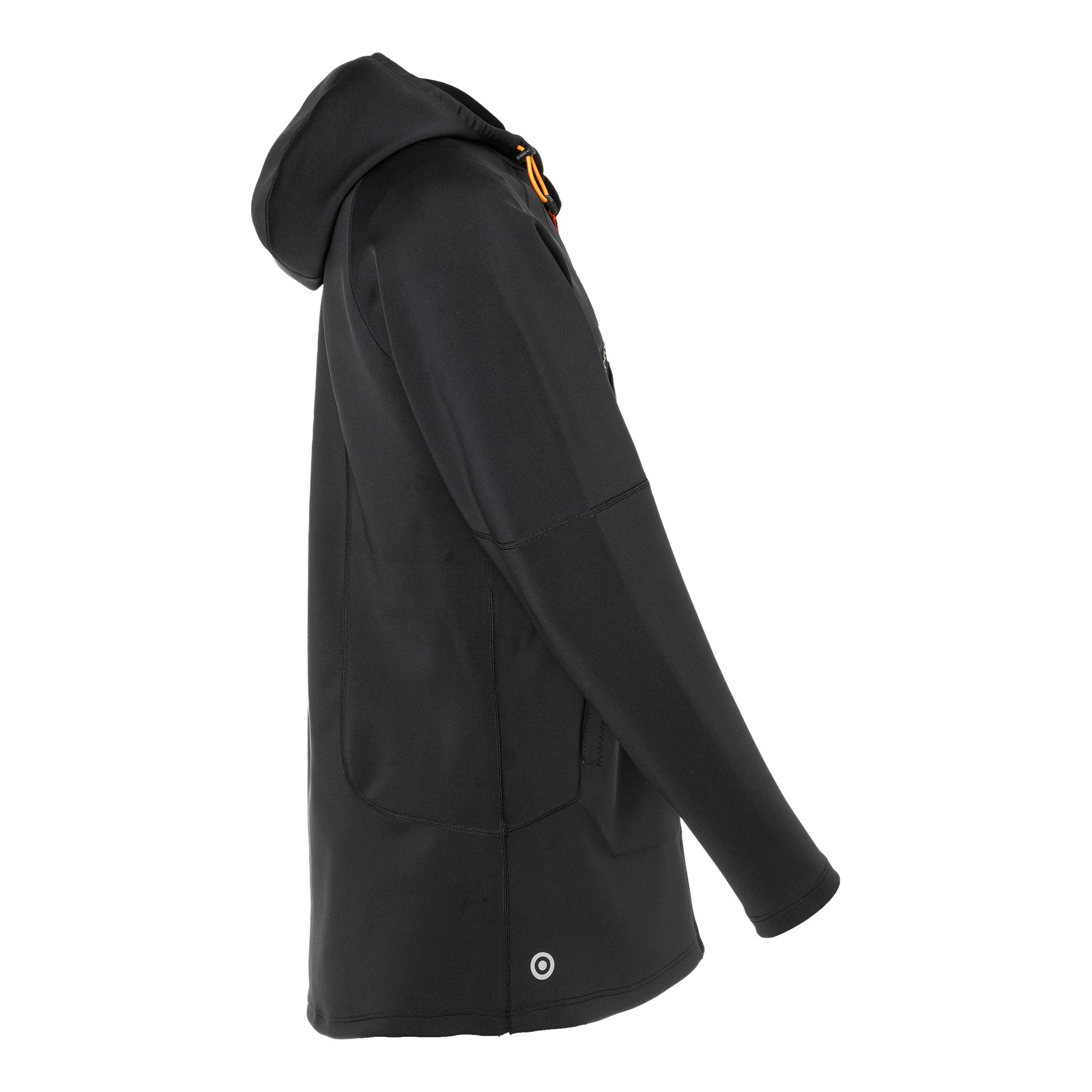 Fekete Stormchaser Jacket 2026 technikai kabát kapucnival, oldalnézetben