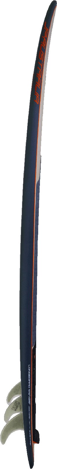 JP-Australia Longboard 2025 teljesítményorientált surfdeszka oldalnézetből, látható szkegkiosztással