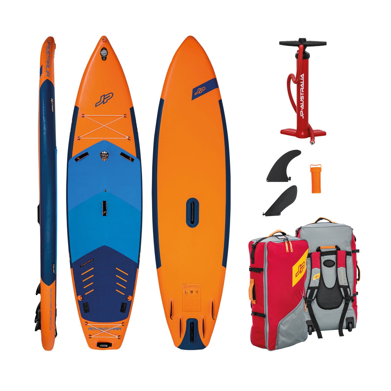 JP Australia AdventurAir SE 3DS 2025 felfújható supozó, windszörföző és túradeszka felszereléssel, pumpával és hátizsákkal