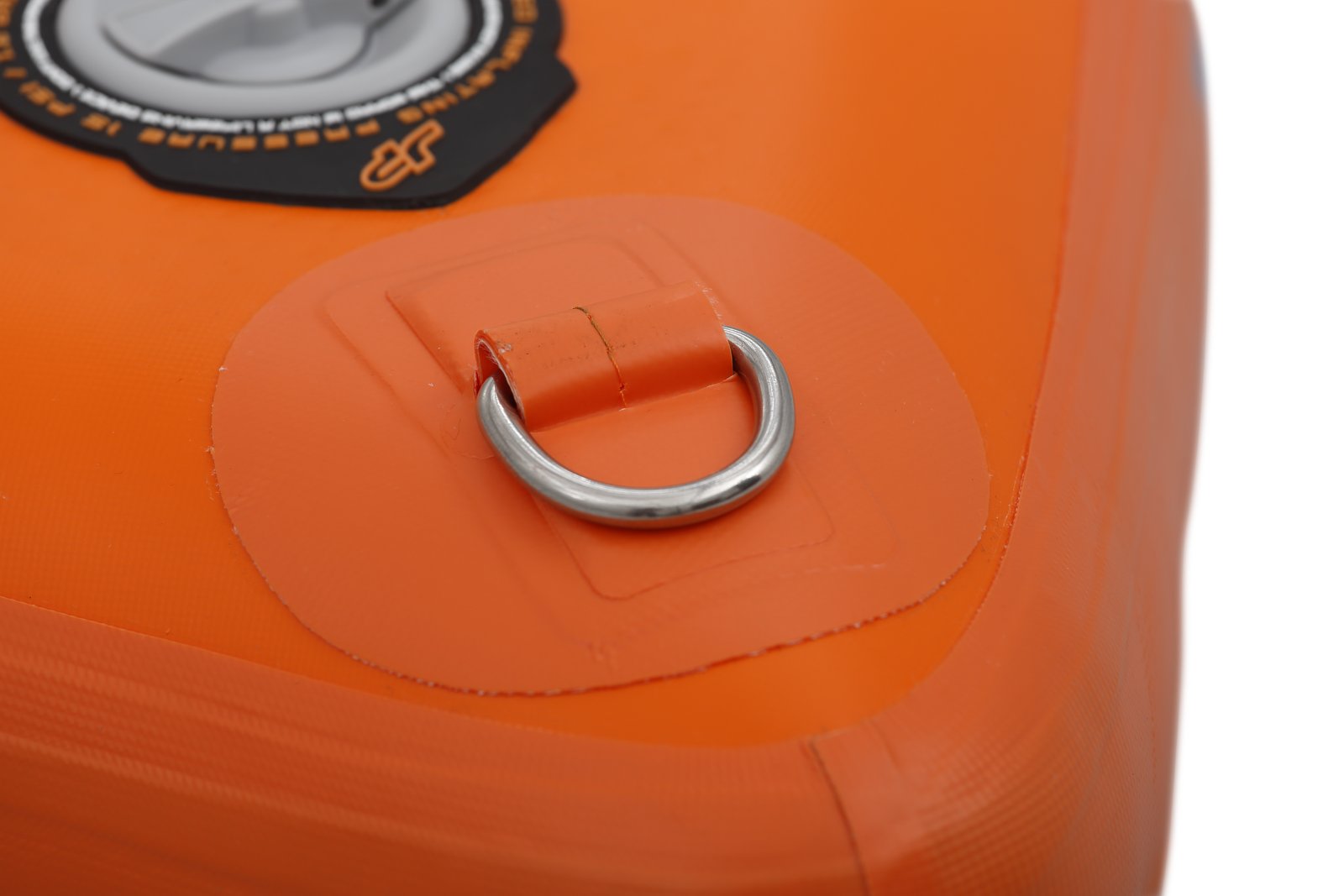 narancssárga színű SUP deszka rozsdamentes acél rögzítőgyűrűvel és szeleppel