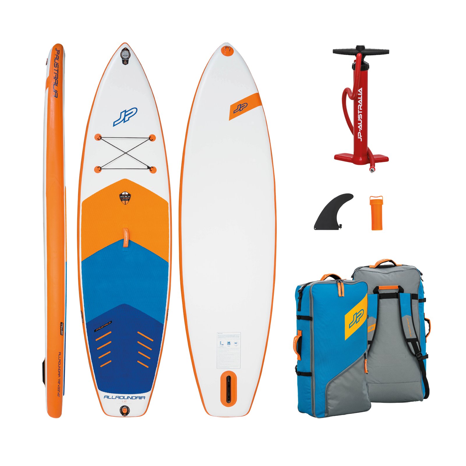 JP Australia AllroundAir LE 2025 felfújható SUP deszka tartozékokkal, pumpával, szkeggel és hátizsákkal