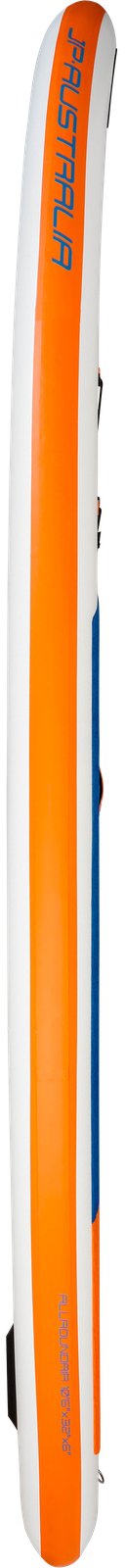 JP Australia AllroundAir Superlight 2025 felfújható SUP deszka oldalsó nézete narancssárga-fehér színben