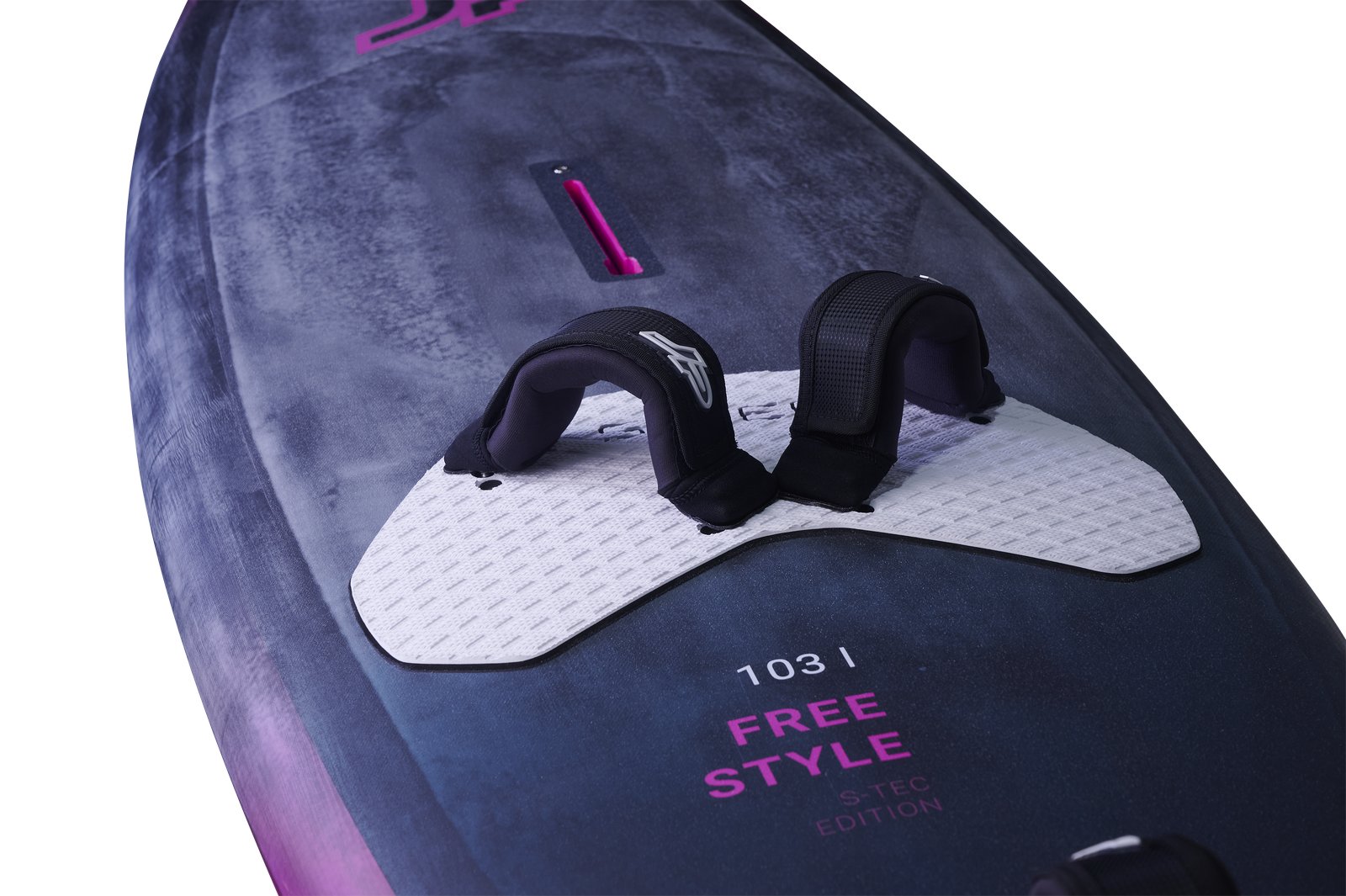 JP Freestyle 2025 s-tec windsurf deszka 103 literes kivitelben, lábpántokkal és csúszásgátló deckpaddal