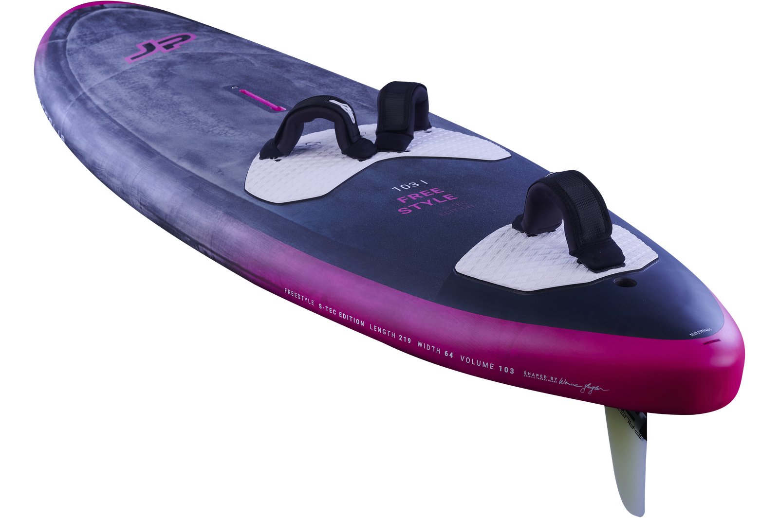 JP Freestyle 2025 S-TEC szörfdeszka 103 literes kivitelben, lábtartókkal és szkeggel