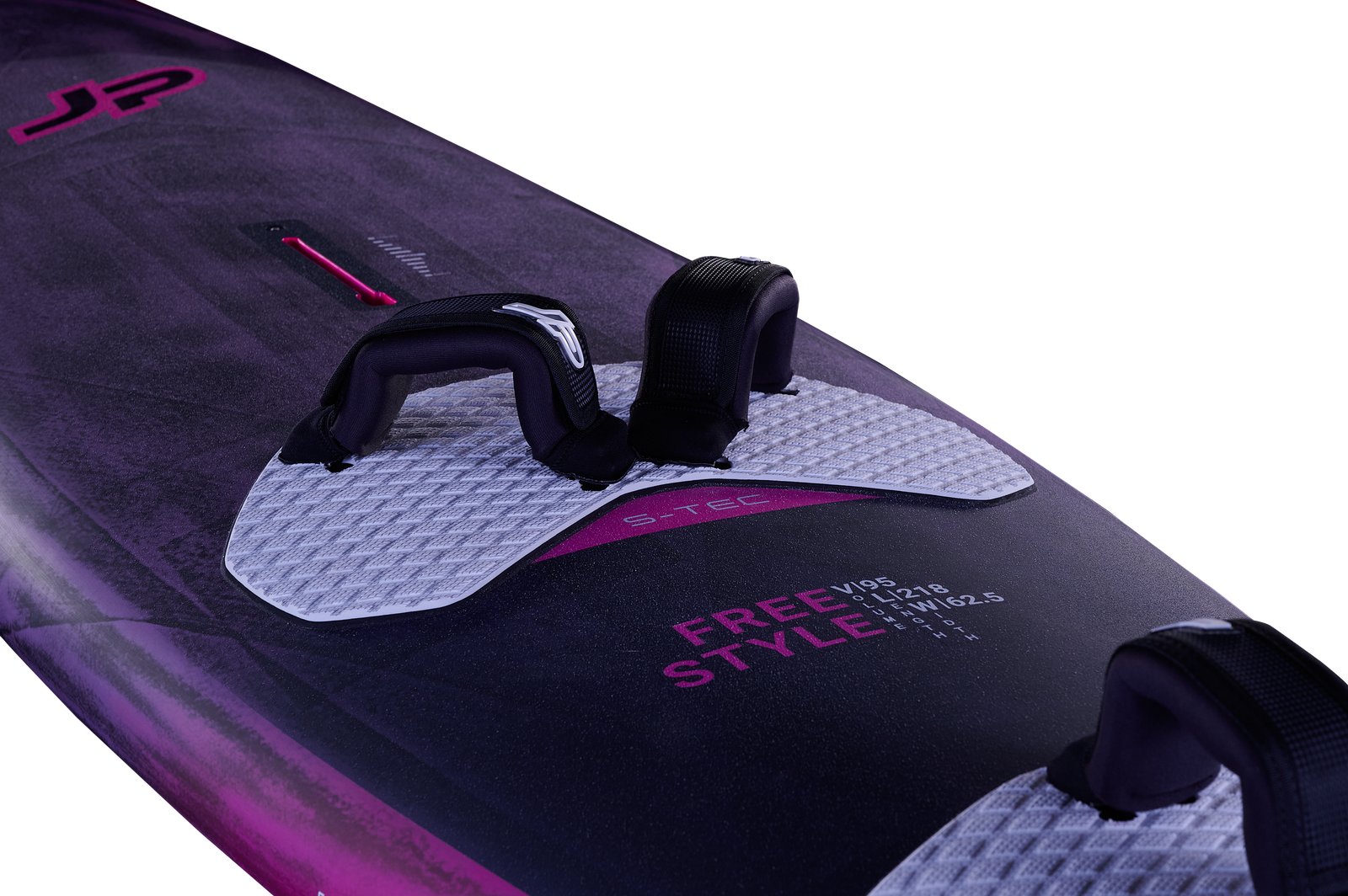 JP Freestyle 2026 széllovas deszka S-TEC konstrukcióval, lábpántokkal és részletes fedélzeti kialakítással