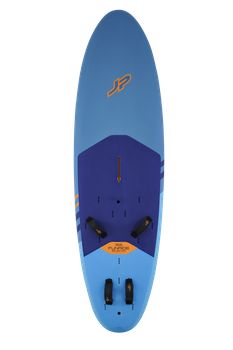JP Fun Ride 2026 windsurf deszka felülnézetből, középső uszonyhellyel és lábpántokkal