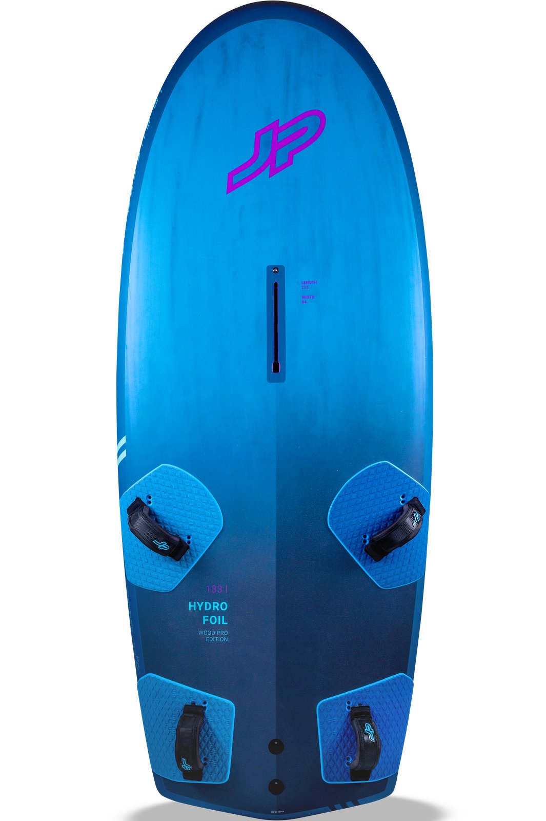 JP HydroFoil 2025 windszörf deszka felülnézetből lábtartókkal és foil box csatlakozással