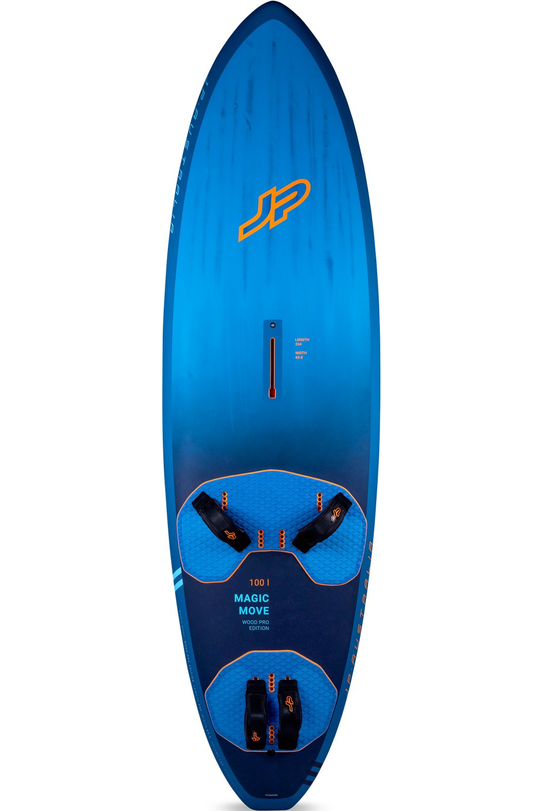 JP Australia Magic Move 2025 kék színű freeride windsurf deszka lábpántokkal
