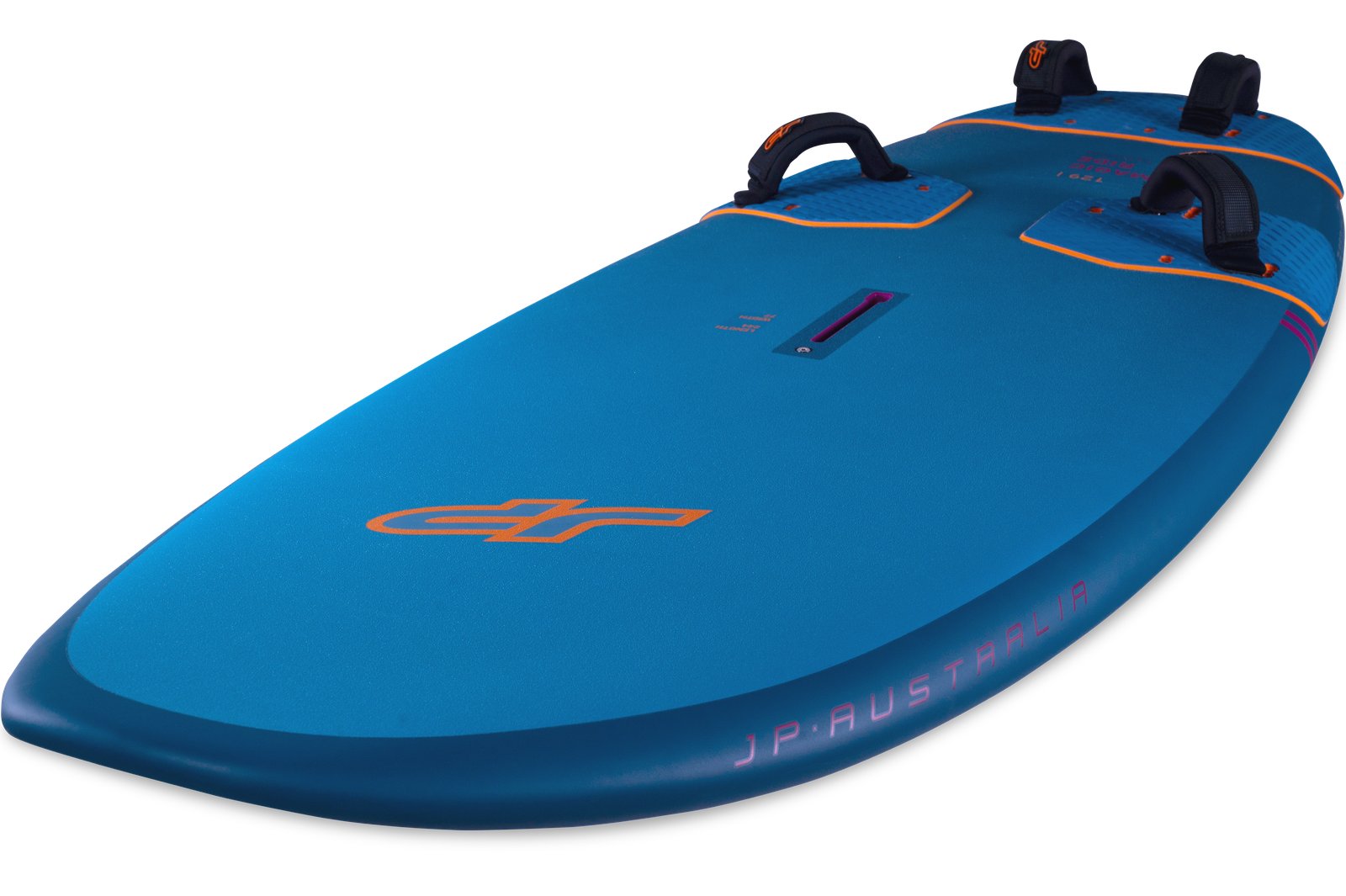 JP-Australia Magic Ride 2026 freeride windsurf deszka kék színben, lábtartókkal és csúszásgátló deck paddal