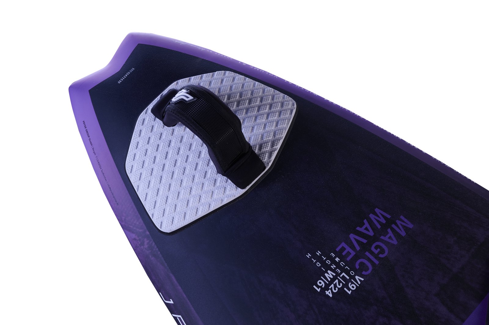 JP Magic Wave 2026 lila wave windsurf deszka részlet lábpánttal és csúszásgátló deckpaddal