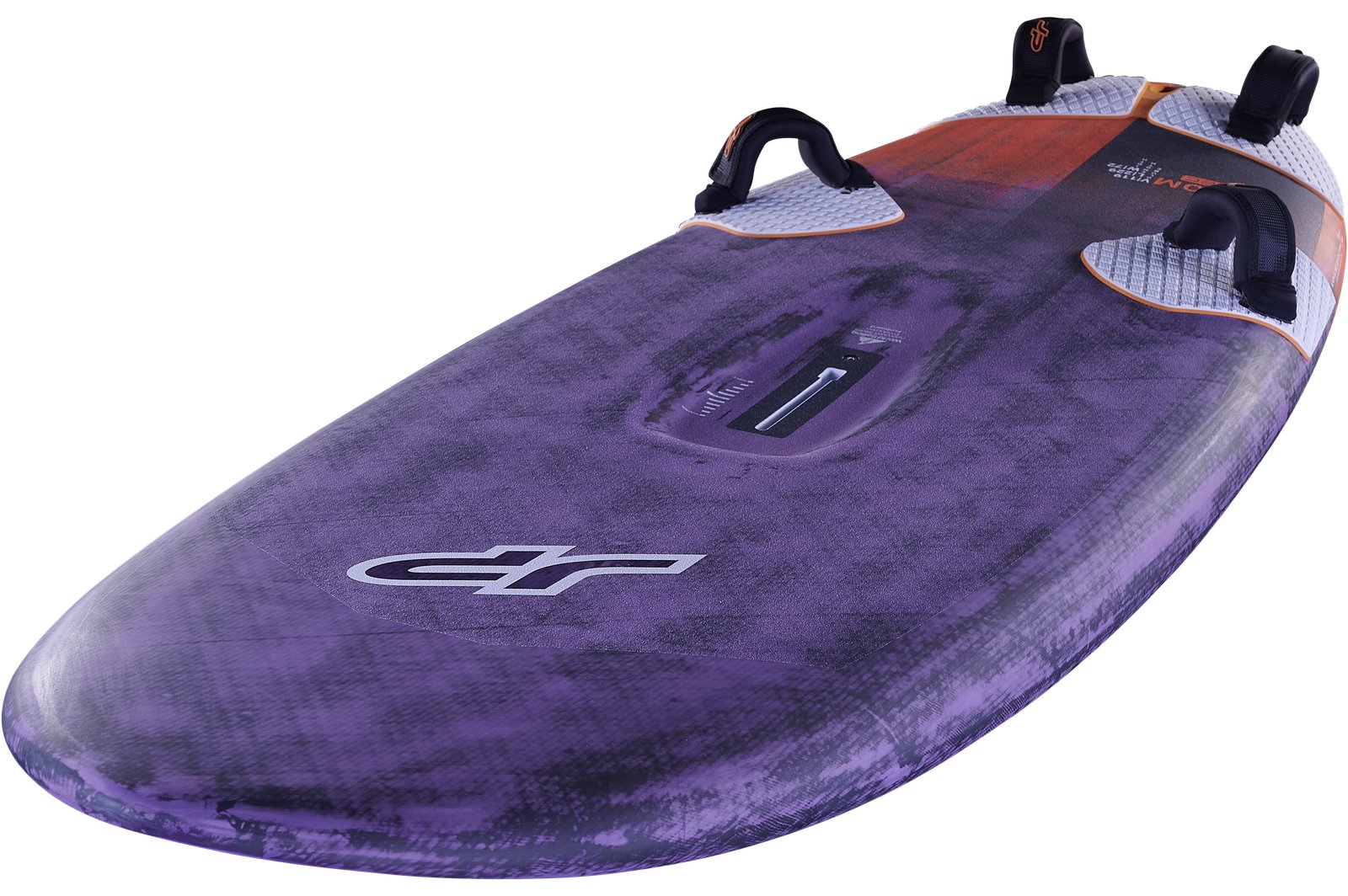 JP Slalom 2026 szörfdeszka S-TEC technológiával, a decken látható strap pozíciókkal és mast box kialakítással