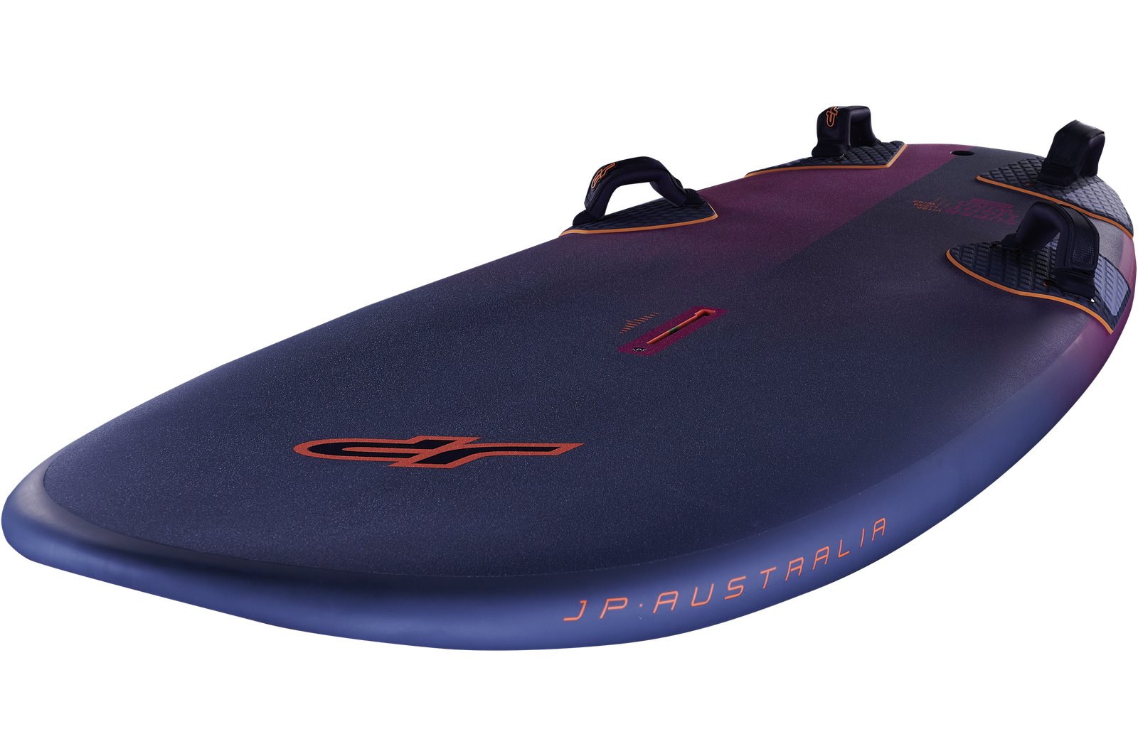 JP Australia Super Lightwind 2026 windsurf deszka sportos, sötét tónusú kialakítással, lábtartókkal és foil-kész kialakítással