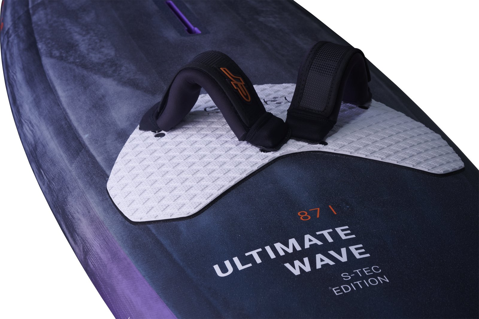 JP Ultimate Wave 2025 S-TEC 87 literes wave szörfdeszka hátsó része lábpántokkal