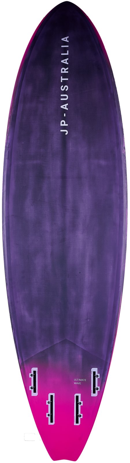 JP-Australia Ultimate Wave 2026 hullámlovagló szörfdeszka alulnézetben, négyszögletes szkegdobozokkal