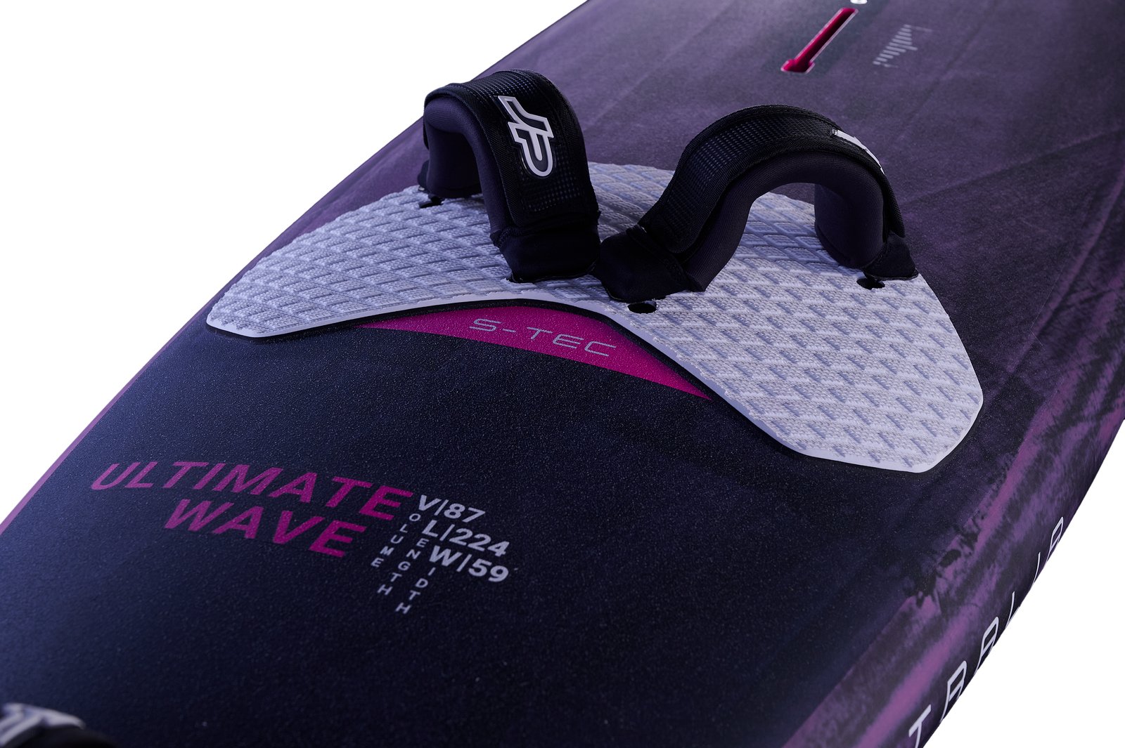 Ultimate Wave 2026 windsurf deszka részletgazdag nézete S-TEC technológiával és lábpántokkal