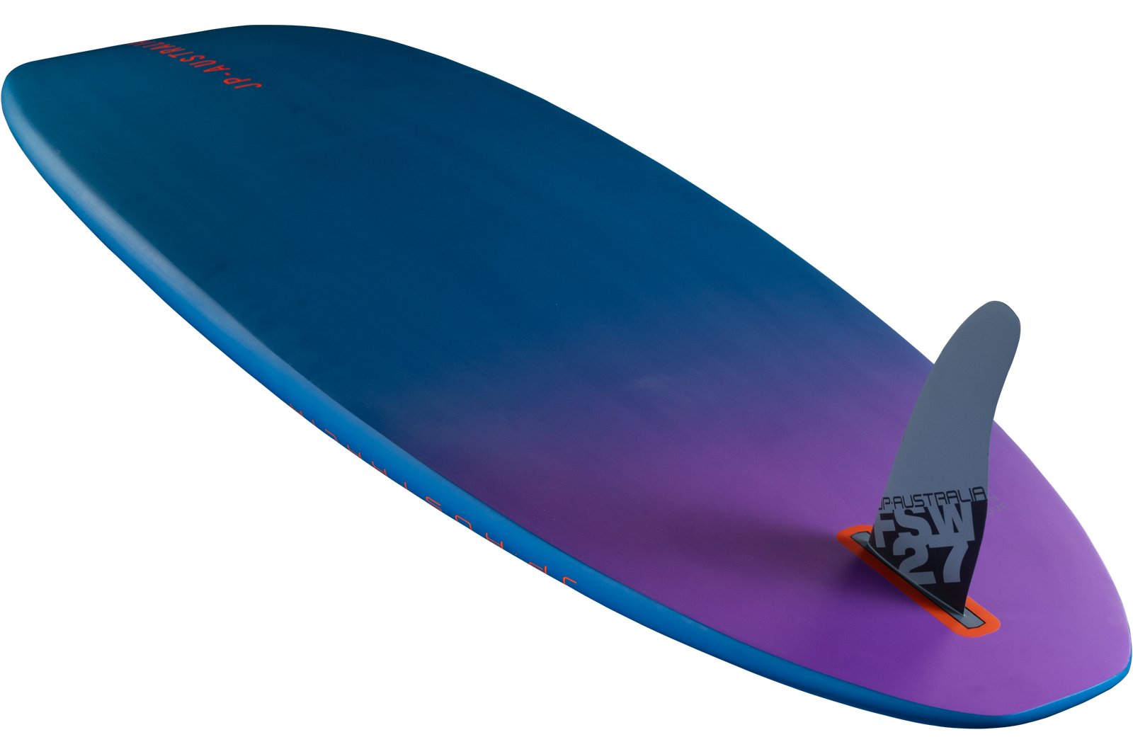 JP-Australia Young Gun Magic Move 2026 gyerek freeride windsurf deszka alulnézetből, FSW uszonnyal