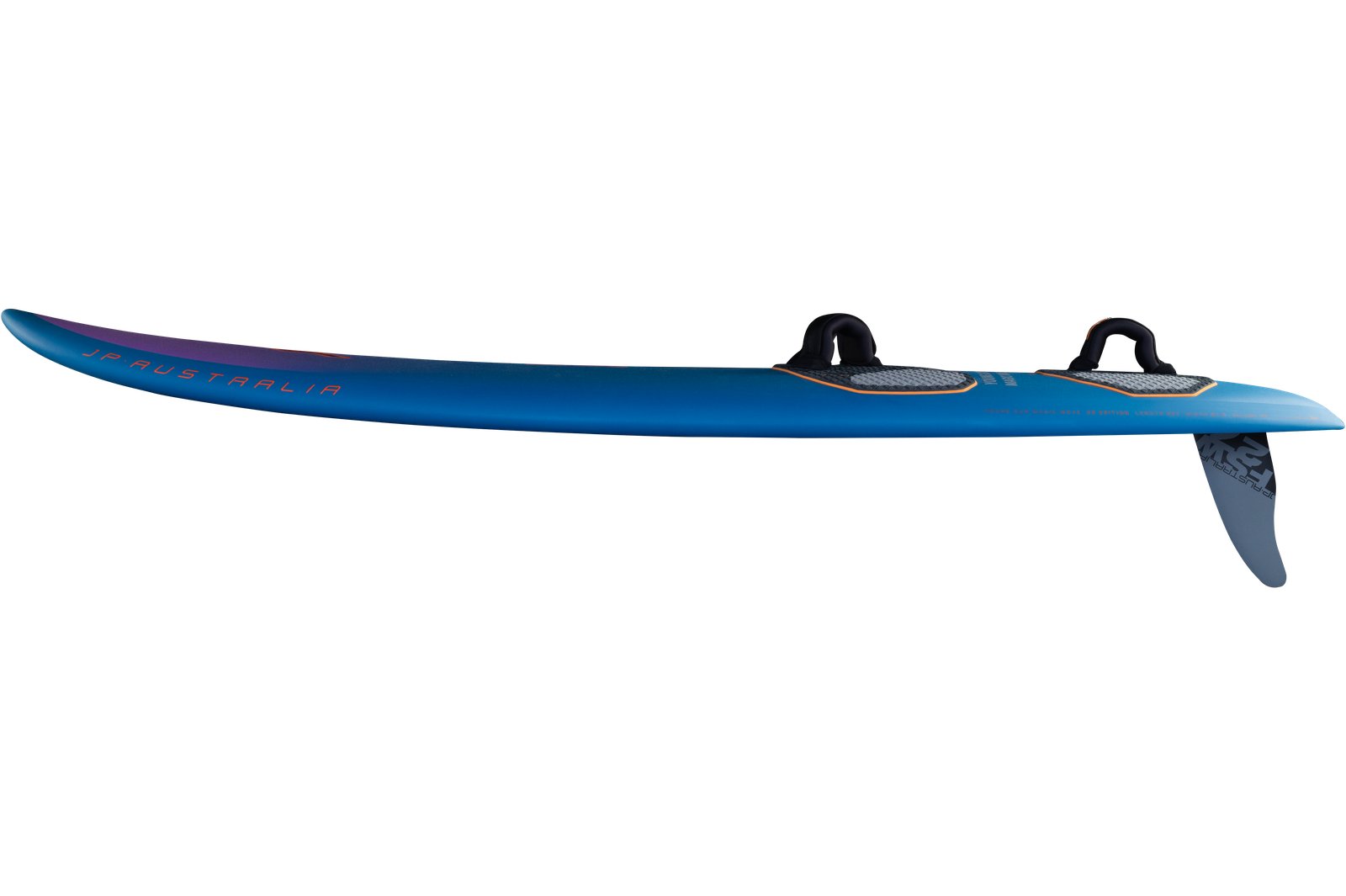 JP Australia Young Gun Magic Move 2026 gyerek windsurf deszka oldalnézetből, speciális lábpánt pozíciókkal