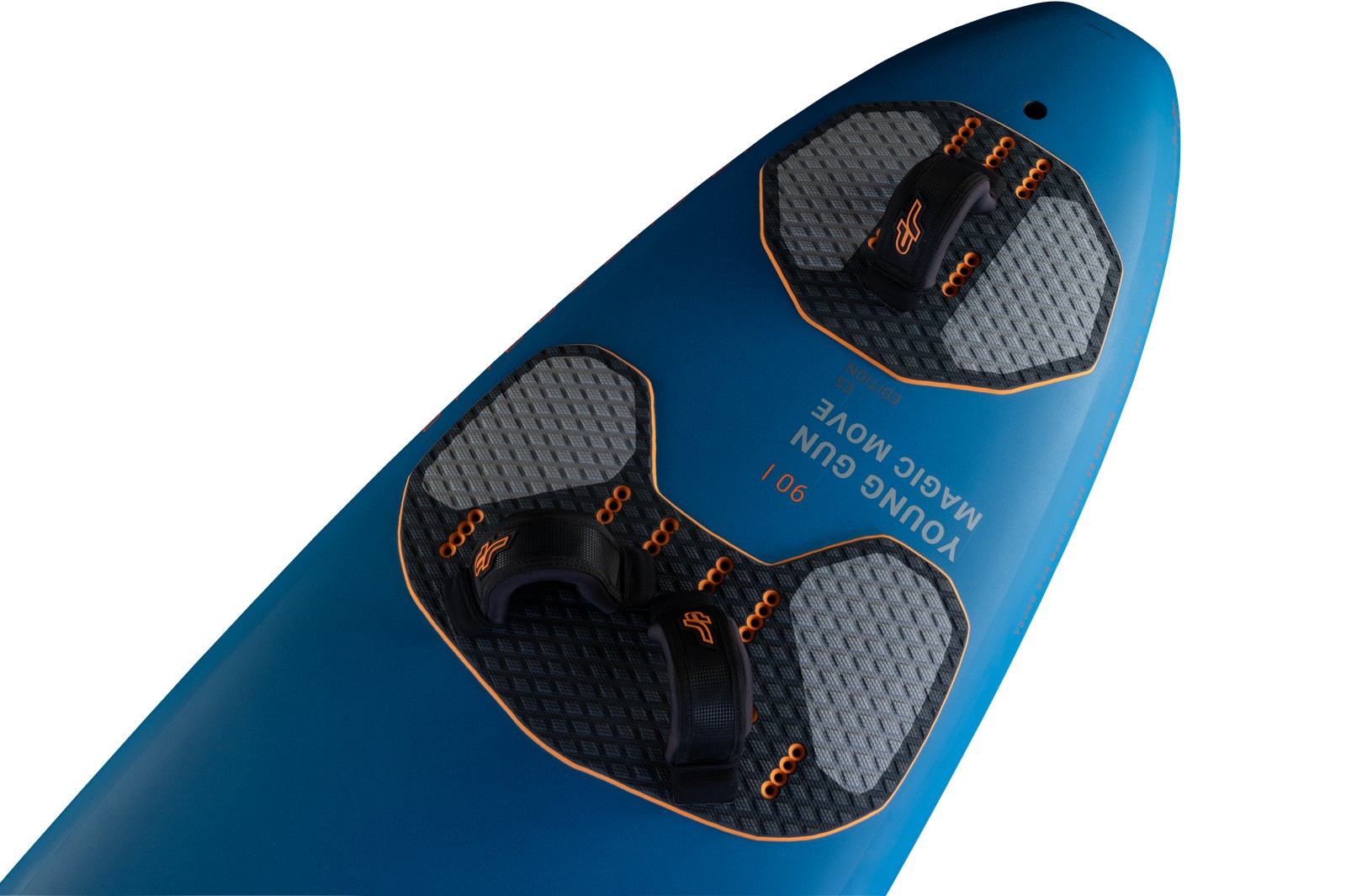 kék Young Gun Magic Move 90 windsurf deszka gyerekeknek állítható lábpántokkal és csúszásgátló deckpaddal