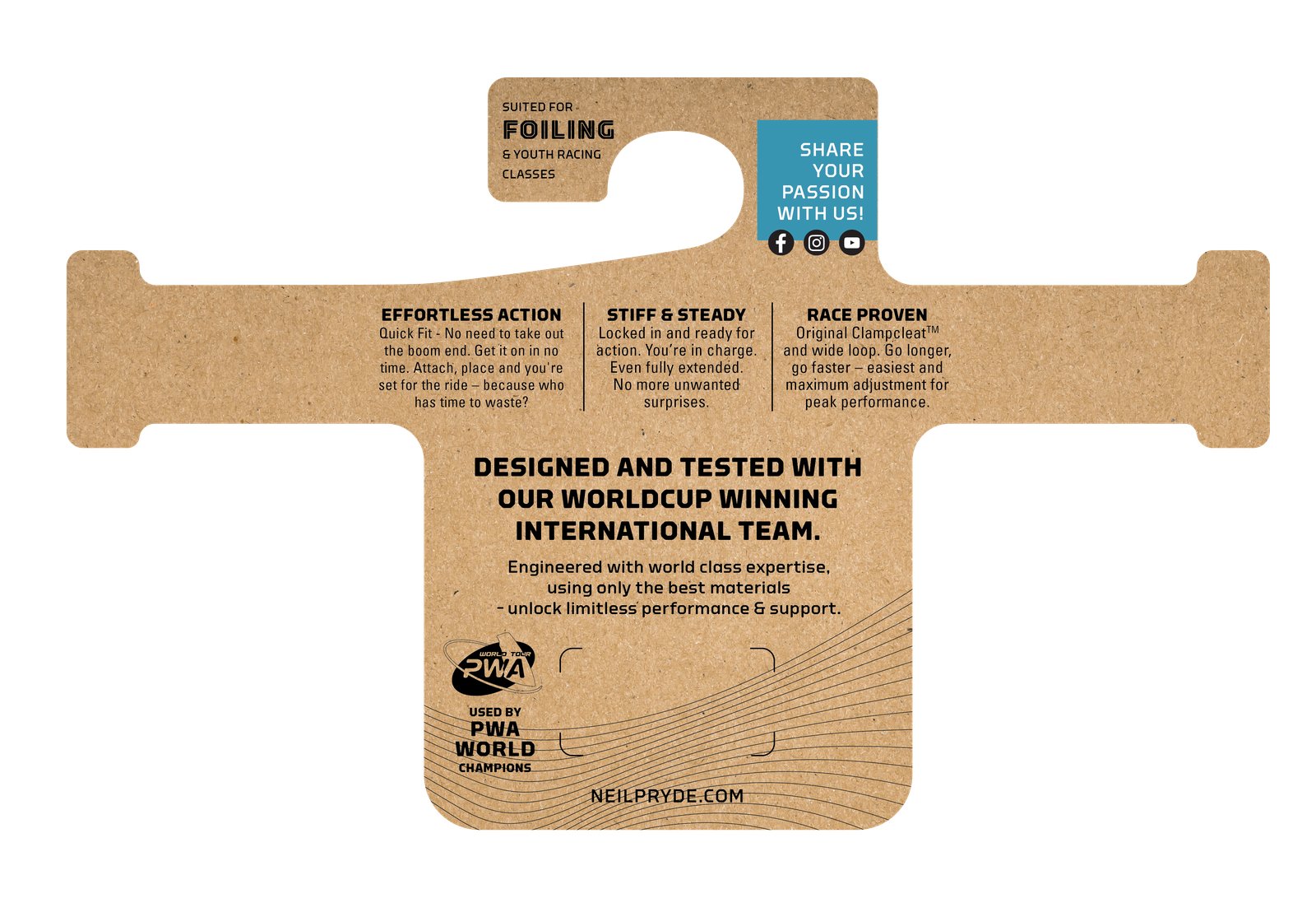 NeilPryde Race HL Pro S 2026 technikai részletei és funkciói a csomagoláson