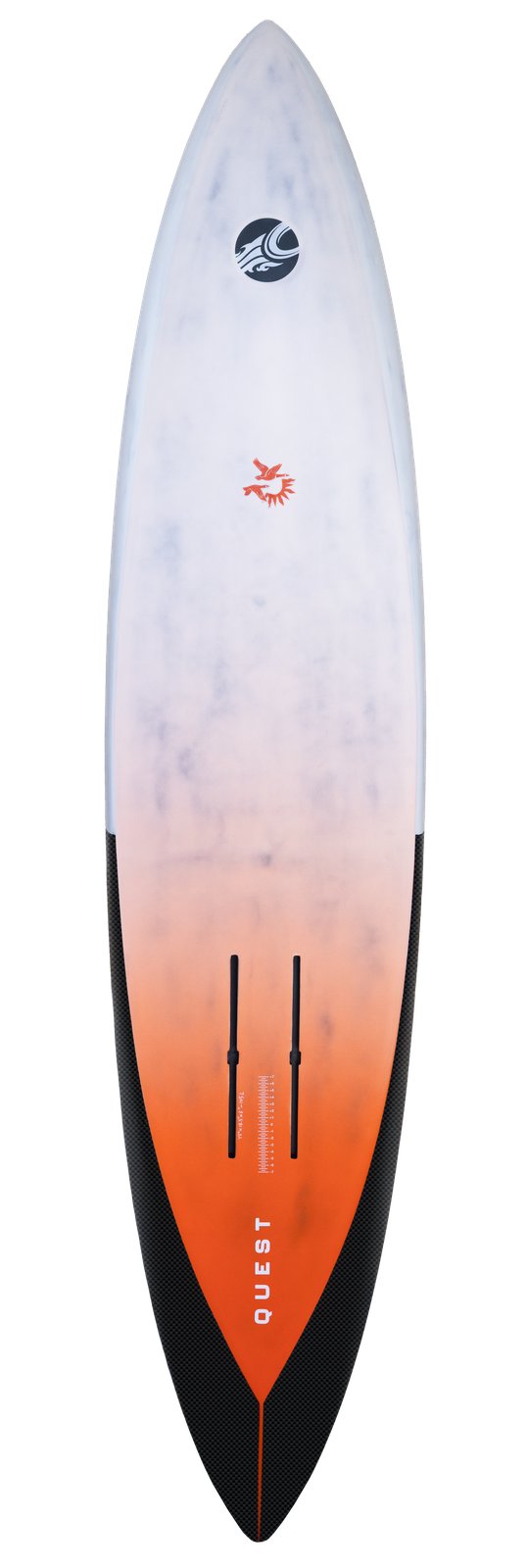 Cabrinha Quest 2026 downwind foil deszka alulnézetből, Carbon ProCore technológiával és foil rögzítési pontokkal