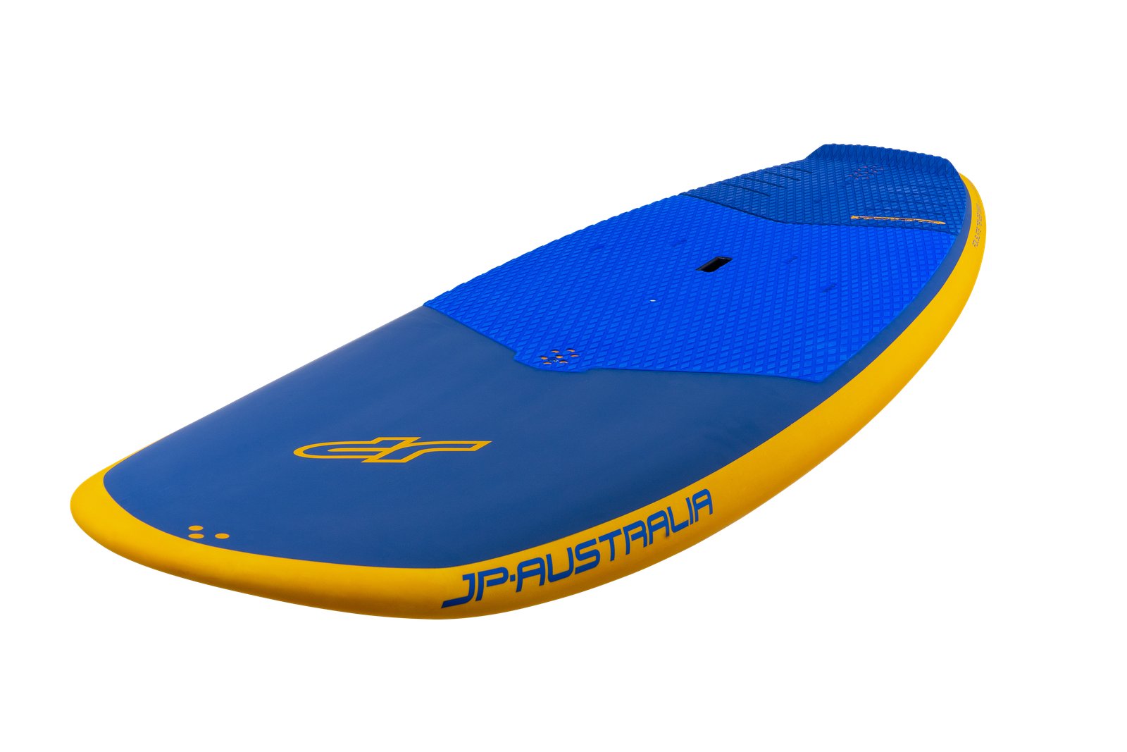 JP-Australia Foil Slate 2025 sokoldalú vízi sport deszka kék-sárga színben, SUP, wing és foiling felhasználásra