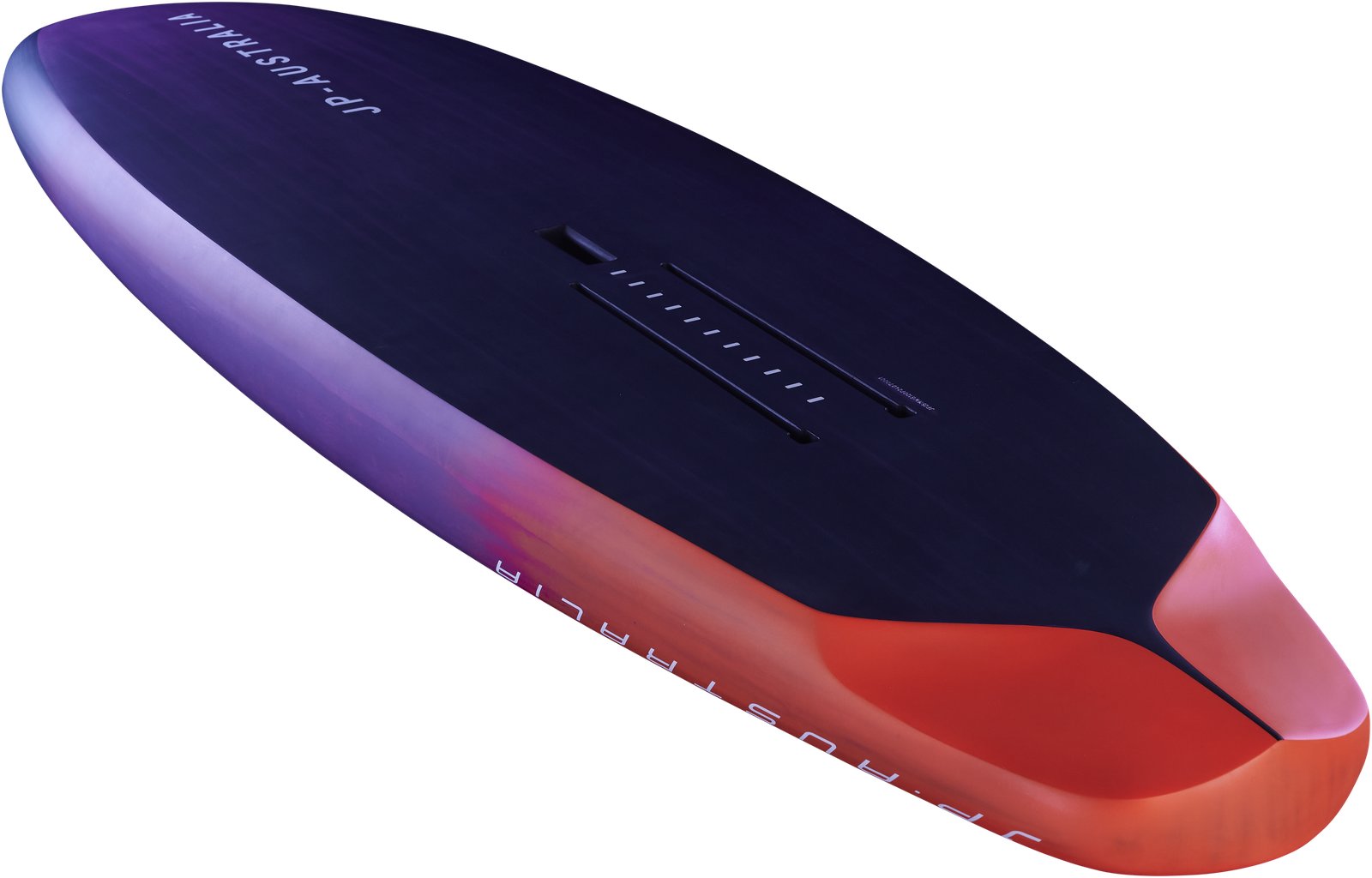 JP Australia M-Winger 2026 wing foiling és downwind SUP deszka alulnézetből, foil rögzítési pontokkal