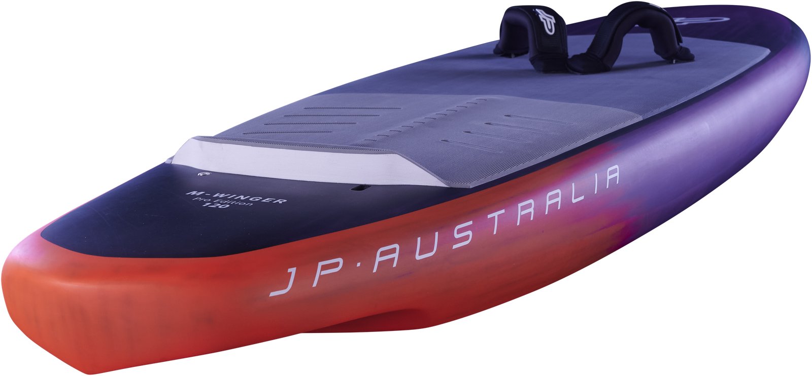 JP-Australia M-Winger 2026 wingfoil deszka lábpántokkal, hosszúkás kialakítással downwind és light wind foilozáshoz