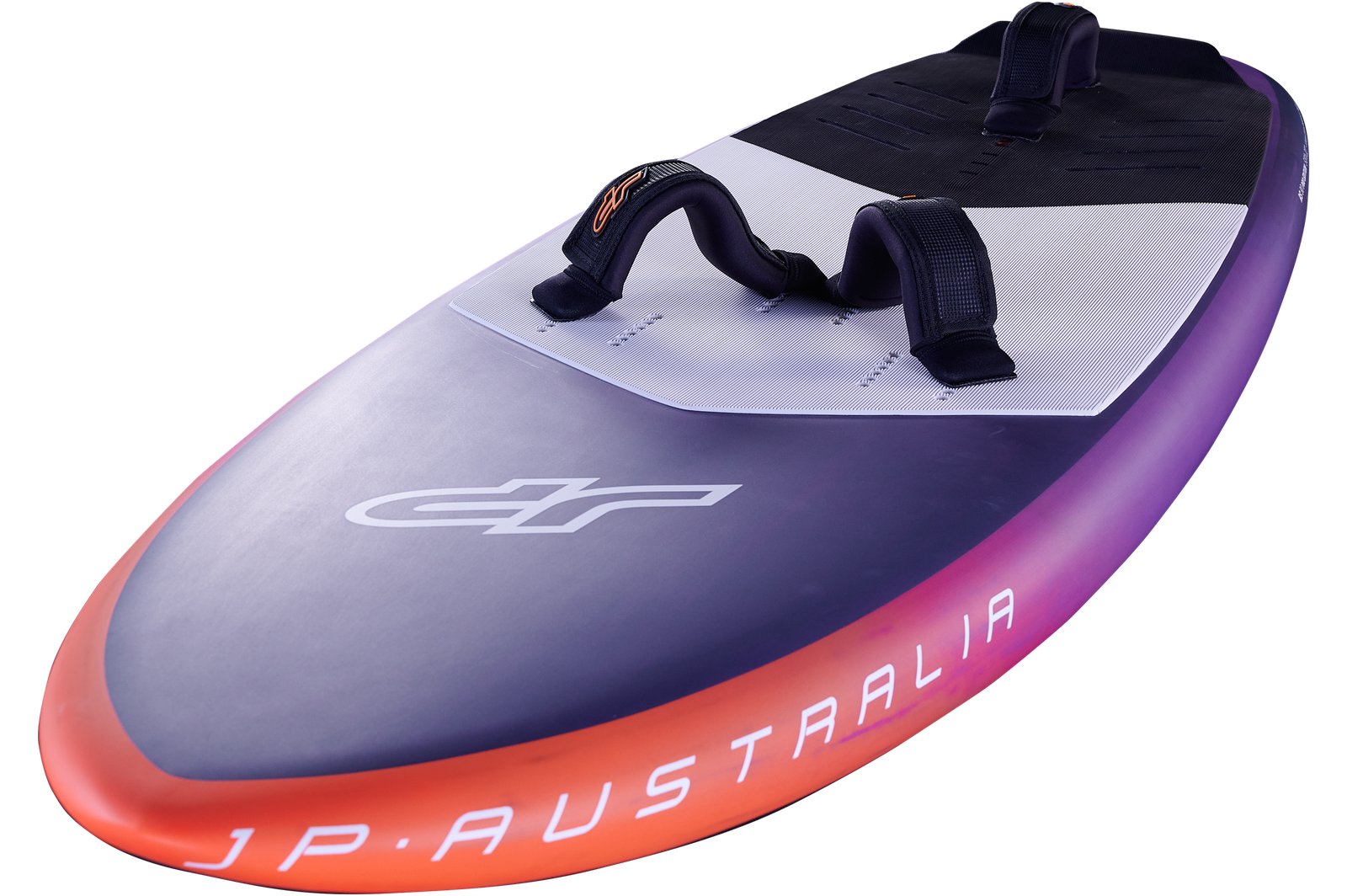 JP Australia RS 2026 wingfoil deszka lábtartókkal és csúszásgátló deckpaddal felülnézetből