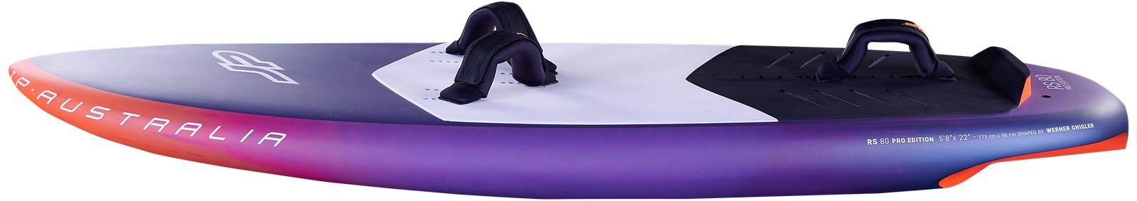 JP-Australia RS 2026 wingfoil deszka lábpántokkal, lila és narancssárga színátmenetes dizájnnal