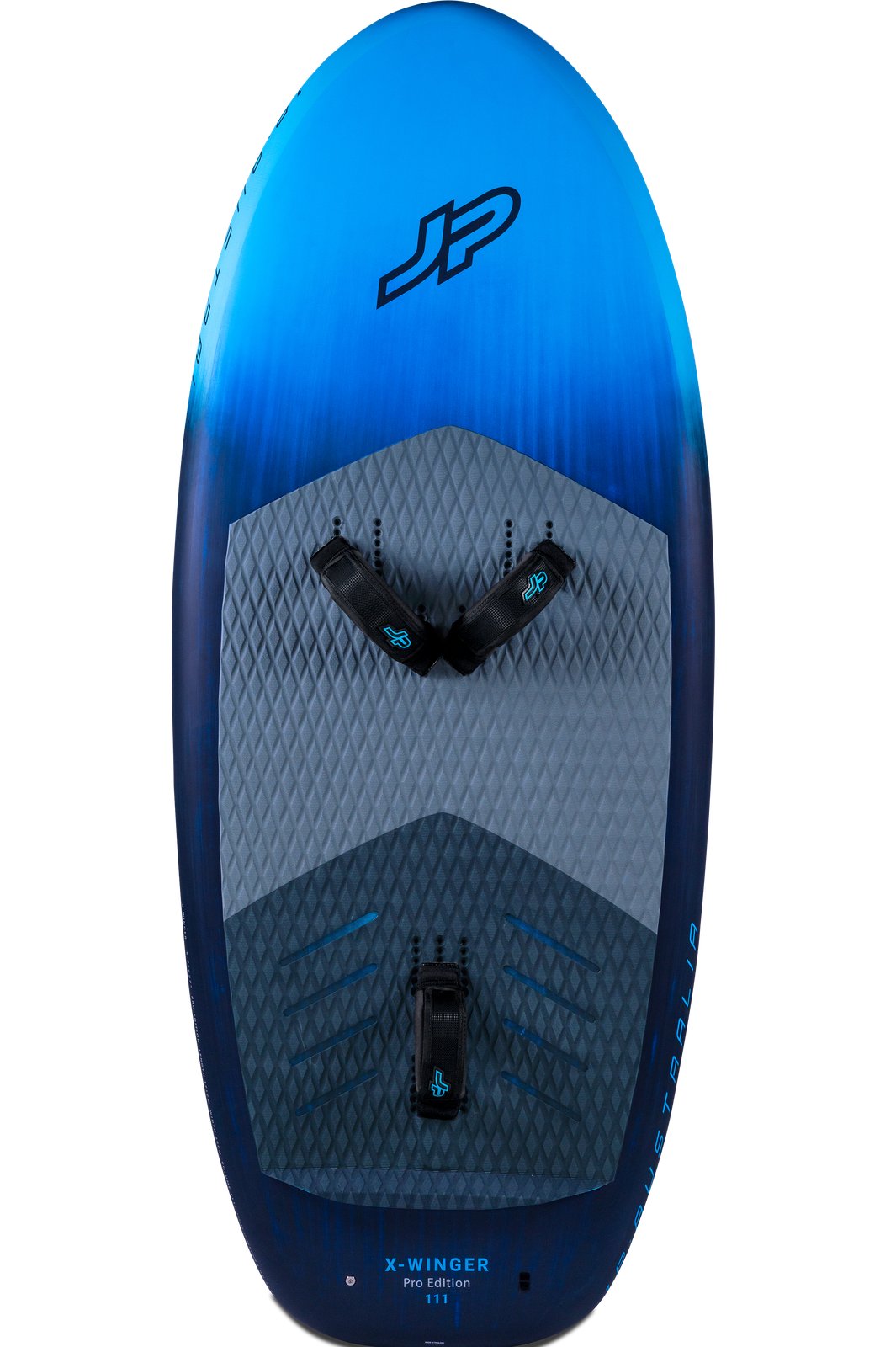 JP X-Winger 2025 Pro Edition wingfoil deszka felülnézetből lábtartó papucsokkal